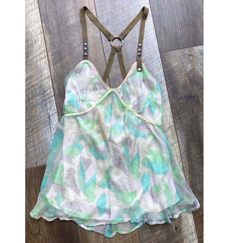 {Diesel} 100% Silk Rodan Halter Cross Back Cami